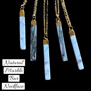 Dainty Marble Stick Pendant on 22K Gold Electroplated Chain